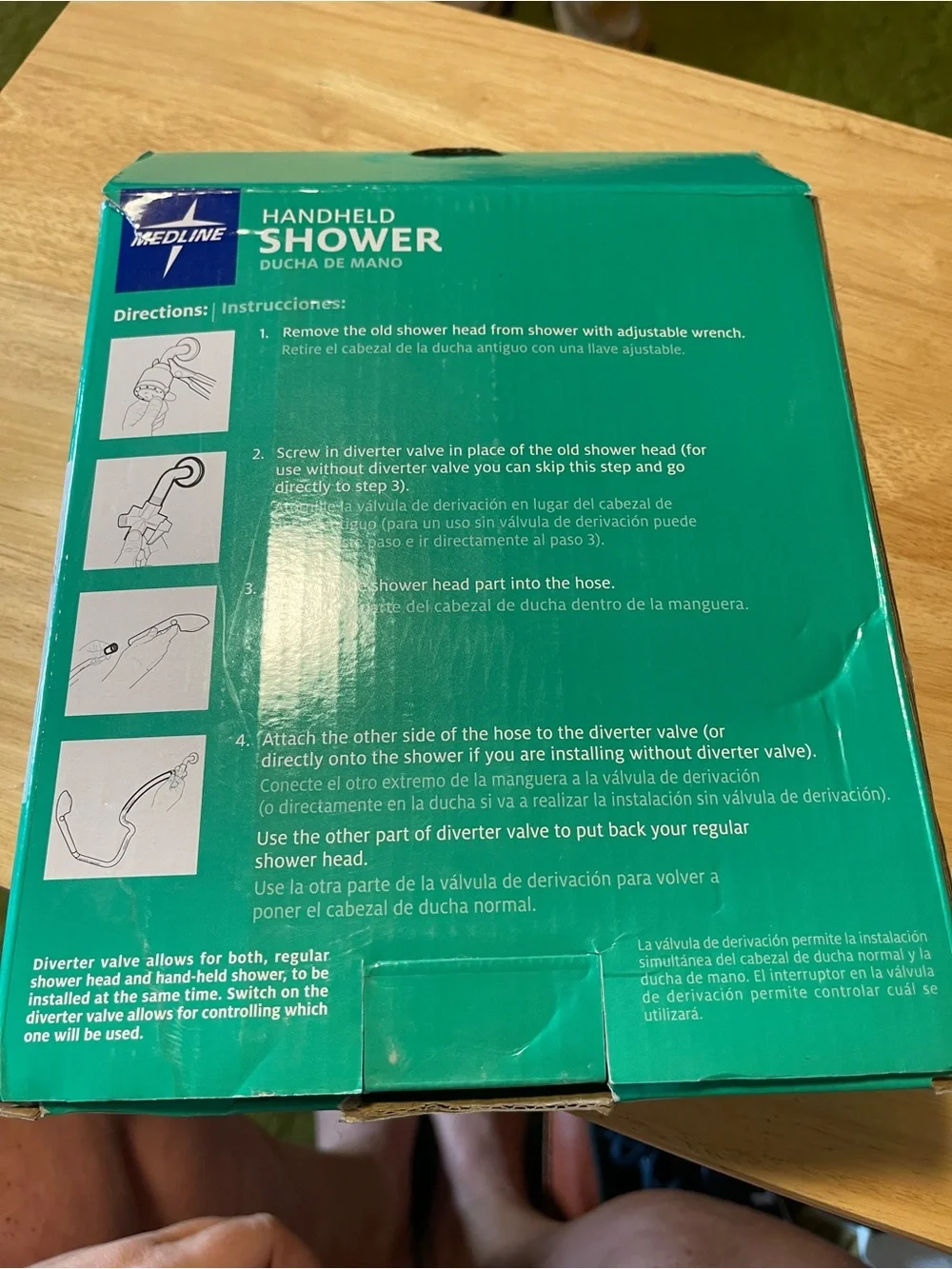 Medline Handheld Shower Wand/Head White W/ Extra Long Hose 84